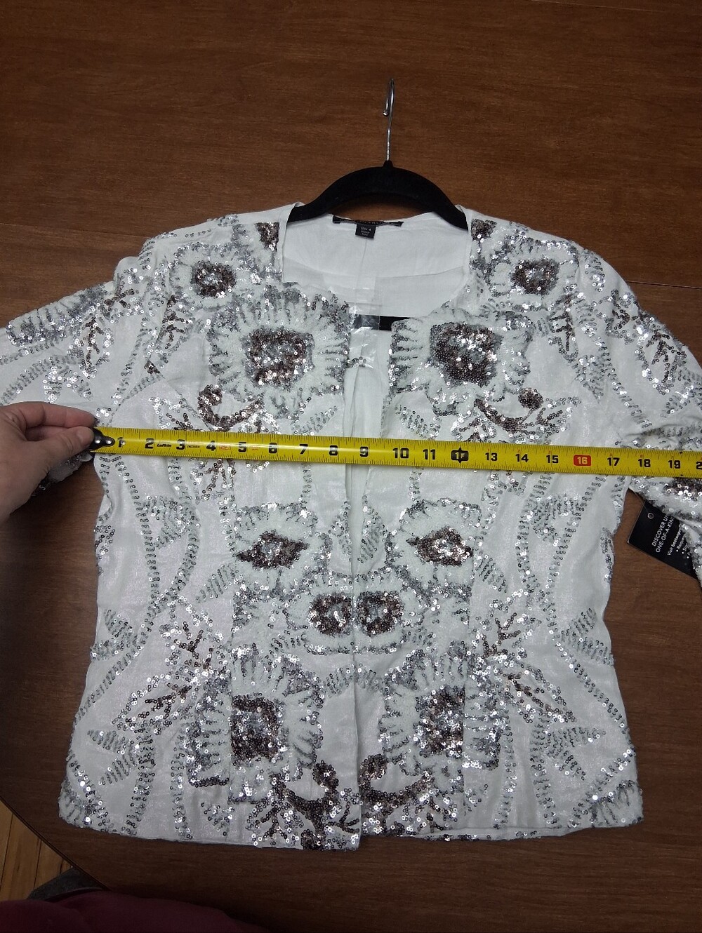 Boston Proper Embellished Floral Sequin Linen Jacket - Picture 4 of 13